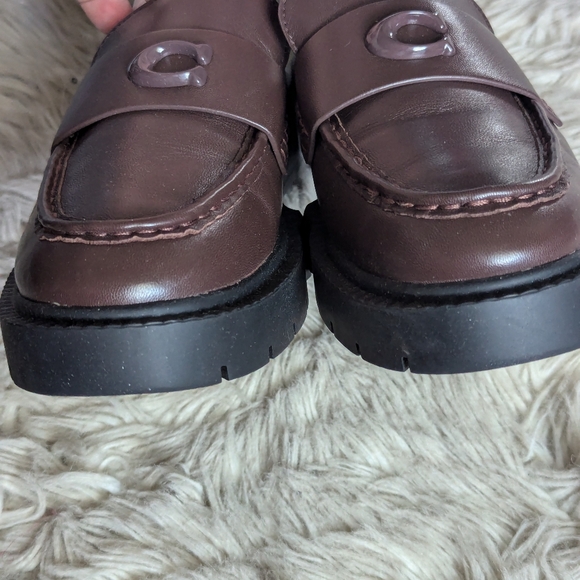 NWT Coach Leah Platform Lug Loafer in Maple Leather Brown - Picture 9 of 16